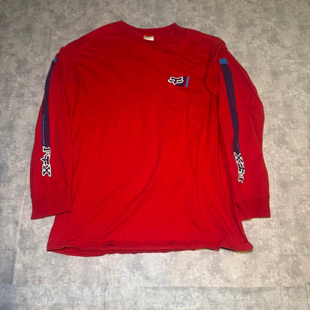 Fox Racing Mens Long Sleeve T-Shirt Red Graphic Logo Motocross Large